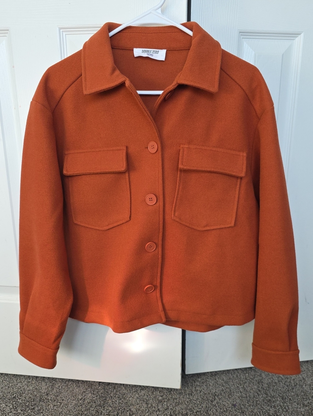 Double Zero Rust Orange Button-Front Utility Jacket Size Spicy Small